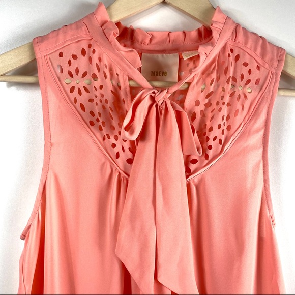 Anthropologie Maeve Sleeveless Pink Cutout Blouse - Picture 4 of 12